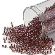 TOHO Round Seed Beads, Japanese Seed Beads, (186) Inside Color Luster Crystal/Terra Cotta Lined, 11/0, 2.2mm, Hole: 0.8mm, about 1110pcs/bottle, 10g/bottle(SEED-JPTR11-0186)