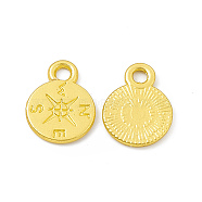 Rack Plating Alloy Charms, Cadmium Free & Lead Free & Nickle Free, Compass, Matte Gold Color, 12.5x9.5x1mm, Hole: 1.8mm(X-FIND-G045-25MG)