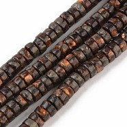 Natural Bronzite & Pyrite Beads Strands, Flat Round/Disc, Heishi Beads, Dyed, 4.5x2mm, Hole: 1mm, about 180~182pcs/strand, 16.14 inch(41cm)(G-T111-12)
