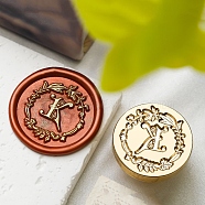 Golden Tone Wax Seal Brass Stamp Head, Flower with Letter Pattern, for Wax Seal Stamp, Letter K, 24x14mm, Inner Diameter: 7mm(DIY-B079-01G-K)