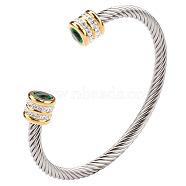 May Twisted Stainless Steel Rhinestone Open Cuff Bangles, Torque Bangles for Women(VG2033-5)