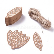 Paper Gift Tags, Hange Tags, For Arts and Crafts, with Jute Twine, Feather, BurlyWood, 49x17x0.5mm, 50pcs/set(X-CDIS-L004-N01)
