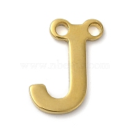 304 Stainless Steel Charms, Real 18K Gold Plated, Letter Charm, Letter J, 10x7.5x1mm, Hole: 1mm(STAS-Z074-04G-J)