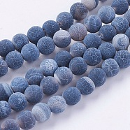 Natural Weathered Agate Beads Strands, Dyed, Frosted, Round, Black, 6mm, Hole: 1mm, about 64pcs/strand, 14.6 inch(X-G-G589-6mm-07)