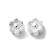 Brass Beads, Flower, 925 Sterling Silver Plated, 4.5x3.5mm, Hole: 1mm(KK-P256-04S)