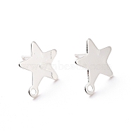 201 Stainless Steel Stud Earring Findings, with Horizontal Loop and 316 Stainless Steel Pin, Star, 925 Sterling Silver Plated, 15x13mm, Hole: 1.4mm, Pin: 0.7mm(X-STAS-K241-05S)