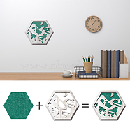 Custom Wool Felt & Wood Wall Decorations, Home Decorations, Hexagon, Mountain & Forest, Finished: 305x265mm, 1pc(DIY-WH0376-007)