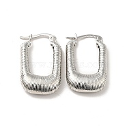 Rack Plating Brass Rectangle Thick Hoop Earrings for Women, Platinum, 25x16x5.5mm, Pin: 0.8mm(X-EJEW-F288-05P)