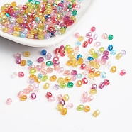 Mixed Color Plating Faceted Round Acrylic Spacer Beads, about 3.5mm wide, 4mm long, hole: 1mm(X-PL400)