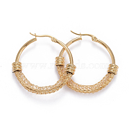 304 Stainless Steel Hoop Earrings, Hypoallergenic Earrings, Golden, 36.5x38x6mm, Pin: 0.7x1mm(EJEW-L232-032B-G)