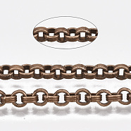 Iron Groove Link Rolo Chains, Unwelded, with Spool, Red Copper, 4.2x1.6mm, about 82.02 Feet(25m)/roll(CH-S125-010A-R)