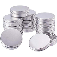 Round Aluminium Tin Cans, Aluminium Jar, Storage Containers for Cosmetic, Candles, Candies, with Screw Top Lid, Platinum, 8.3x2.8cm, Capacity: 100ml, 12pcs/box(CON-BC0004-26P-100ml)