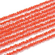 Glass Beads Strands, Imitation Jade Glass, Faceted, Polygon, Orange Red, 2.5x2.5x2.5mm, Hole: 0.7mm, about 150pcs/strand, 13.39''(34cm)(GLAA-L031-01-C02)