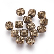 Tibetan Style Alloy Beads, Lead Free & Cadmium Free, Barrel, Antique Bronze, 6x6mm, Hole: 1.6mm(MLF0888Y)