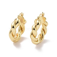 Rack Plating Brass Twist Rope Thick Hoop Earrings for Women, Cadmium Free & Lead Free, Real 18K Gold Plated, 35x30.5x7mm, Pin: 0.7x1mm(EJEW-G315-03G)