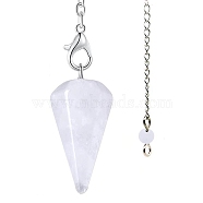 Natural Quartz Crystal Dowsing Pendulums, Hexagonal Cone Big Pendant, 35x21mm(G-PW0007-006A)