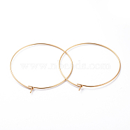 316 Surgical Stainless Steel Hoop Earring Findings, Wine Glass Charms Findings, Real 18k Gold Plated, 21 Gauge, 40x0.7mm(X-STAS-J025-01F-G)