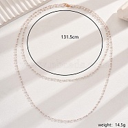 Elegant French Style Double Layer Plastic Imitation Pearl Beaded Necklace for Women's Daily Wear, White, 51.77 inch(131.5cm)(SE6818)