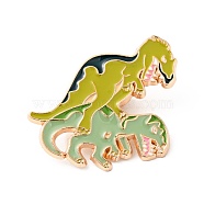Dinosaur Enamel Pin, Light Gold Plated Alloy Badge for Backpack Clothes, Dark Khaki, 35.5x34.5x1.5mm(JEWB-J005-04A-KCG)