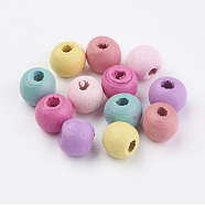 Natural Wood Beads, Dyed, Round, Mixed Color, 10x9mm, Hole: 3mm, about 1780pcs/500g(WOOD-Q030-41)