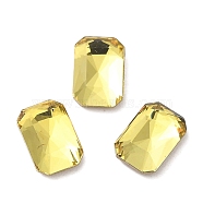 Glass Rhinestone Cabochons, Point Back & Back Plated, Faceted, Rectangle, Citrine, 8x5.5x2.5mm(RGLA-P037-04B-D226)