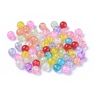 Transparent Crackle Glass Beads, Round, Mixed Color, 9x10x9.5mm, Hole: 1mm, about 100pcs/bag(CCG-R001-10mm-M)