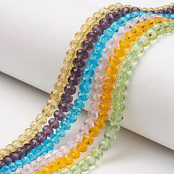 Glass Beads Strands, Faceted Abacus, Rondelle, Mixed Color, 8x6mm, Hole: 1mm, about 60~62pcs/strand, 39~40cm(EGLA-A034-T8mm-D)