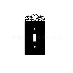 Iron Light Switch Plate Outlet Cover, Metal Switch Plates Decoration, with Screws, Rectangle with Heart & Leaf, Black, 137x69mm(AJEW-WH0197-021)