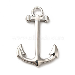 304 Stainless Steel Pendants, Anchor Charms, Stainless Steel Color, 38x25x3.5mm, Hole: 4.5mm(STAS-F281-02P)