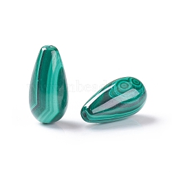 Natural Malachite Beads, Half Drilled, Teardrop, 15.5~16.5x8mm, Half Hole: 1mm(G-E557-14A)