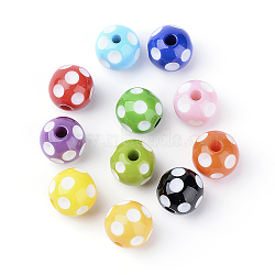 Opaque Acrylic Beads, Round, Mixed Color, 14x13mm, Hole: 2mm(SACR-S146-14mm-M)