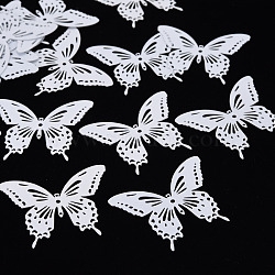 Spray Painted 430 Stainless Steel Filigree Joiners Links, Etched Metal Embellishments, Butterfly, White, 35x44x0.4mm, Hole: 1~1.6mm(STAS-N009-001L)