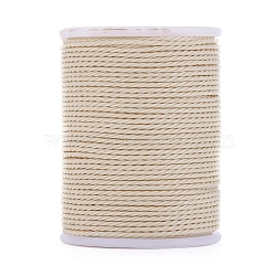 Round Waxed Polyester Cord, Taiwan Waxed Cord, Twisted Cord, Antique White, 1mm, about 12.02 yards(11m)/roll(YC-G006-01-1.0mm-12)