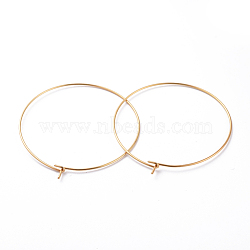 316 Surgical Stainless Steel Hoop Earring Findings, Wine Glass Charms Findings, Golden, 21 Gauge, 40x0.7mm(X-STAS-J025-01F-G)