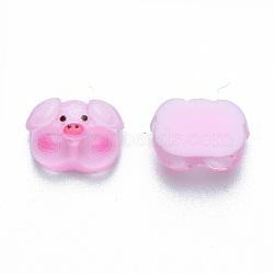 Translucent Resin Cabochons, Printed, Pig, Pearl Pink, 8x10.5x4mm(CRES-N030-019)