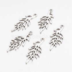 Tibetan Style Alloy Pendants, Lead Free and Cadmium Free, Leaf, Antique Silver, 29x11x1mm, Hole: 1mm(EA11926Y)