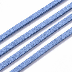 Faux Suede Cord, Faux Suede Lace, Dodger Blue, about 1m long, 2.5mm wide, about 1.4mm thick, about 1.09 yards(1m)/strand(LW14197Y)