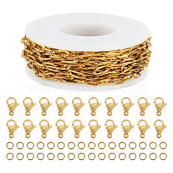 DIY 304 Stainless Steel Paperclip Chains Bracelet Necklace Making Kit, Jewelry Set Making, Real 18K Gold Plated, Chain Links: 7.8x3.5x0.7mm, 5m(DIY-TA0009-54)