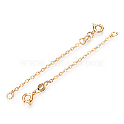 Brass Cable Chain Extender, End Chains with Spring Ring Clasps, Real 18K Gold Plated, 55~60x2mm(KK-ZX024-34G-B)