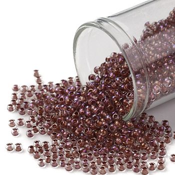 TOHO Round Seed Beads, Japanese Seed Beads, (186) Inside Color Luster Crystal/Terra Cotta Lined, 11/0, 2.2mm, Hole: 0.8mm, about 1110pcs/bottle, 10g/bottle