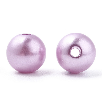 Spray Painted ABS Plastic Imitation Pearl Beads, Round, Plum, 8x9.5mm, Hole: 1.8mm, about 2080 pcs/500g