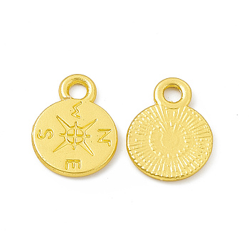 Rack Plating Alloy Charms, Cadmium Free & Lead Free & Nickle Free, Compass, Matte Gold Color, 12.5x9.5x1mm, Hole: 1.8mm