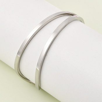 304 Stainless Steel Cuff Bangles for Women, Stainless Steel Color, Inner Diameter: 1.89 inch(4.8cm)x2.05 inch(5.2cm)