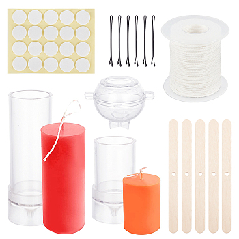 Olycraft DIY Candle Making Tools, with Plastic Candle Molds, Eco-Friendly Candle Wick, Iron Hair Bobby Pins Simple Hairpin, Paper Stickers and Birch Wood Craft Ice Cream Sticks, Clear, 4.5x6.1x4.6cm, 1pc