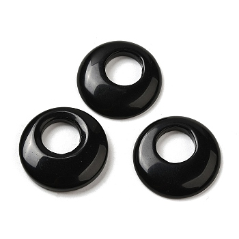 Natural Obsidian Pendants, Donut/Pi Disc Charms, 27.5~28x4.5~5.5mm