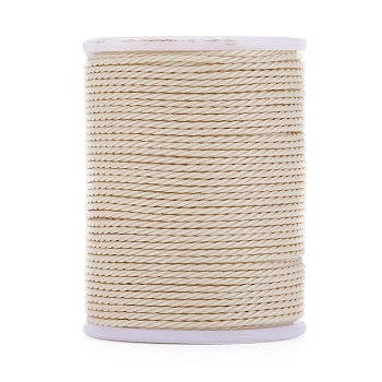 Round Waxed Polyester Cord, Taiwan Waxed Cord, Twisted Cord, Antique White, 1mm, about 12.02 yards(11m)/roll