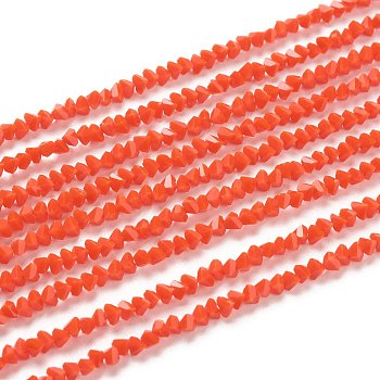 Glass Beads Strands, Imitation Jade Glass, Faceted, Polygon, Orange Red, 2.5x2.5x2.5mm, Hole: 0.7mm, about 150pcs/strand, 13.39''(34cm)