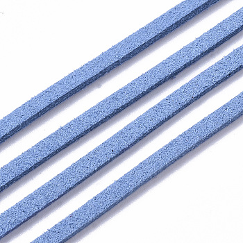 Faux Suede Cord, Faux Suede Lace, Dodger Blue, about 1m long, 2.5mm wide, about 1.4mm thick, about 1.09 yards(1m)/strand