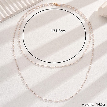 Elegant French Style Double Layer Plastic Imitation Pearl Beaded Necklace for Women's Daily Wear, White, 51.77 inch(131.5cm)