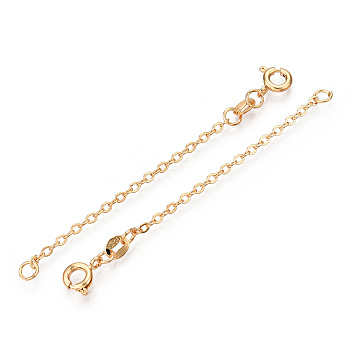 Brass Cable Chain Extender, End Chains with Spring Ring Clasps, Real 18K Gold Plated, 55~60x2mm